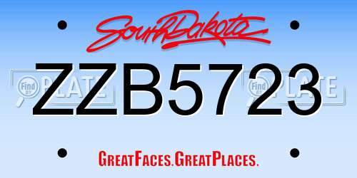 ZZB5723 South Dakota License Plate