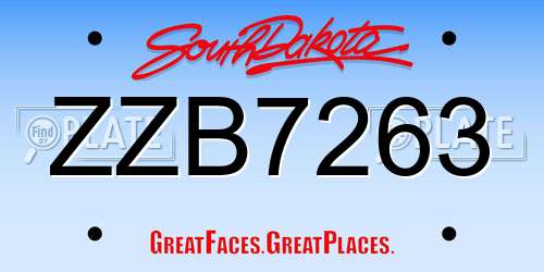 ZZB7263 South Dakota License Plate