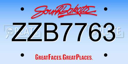 ZZB7763 South Dakota License Plate