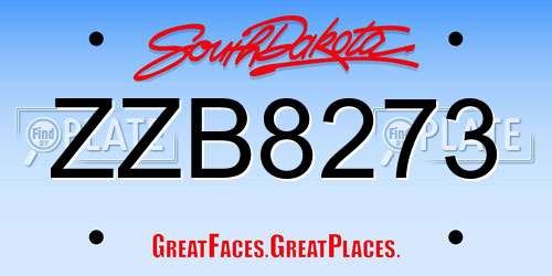 ZZB8273 South Dakota License Plate