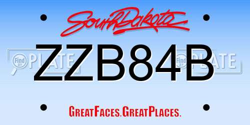 ZZB84B South Dakota License Plate