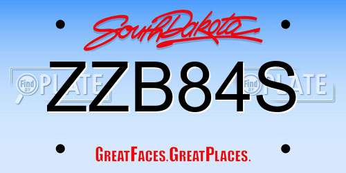 ZZB84S South Dakota License Plate