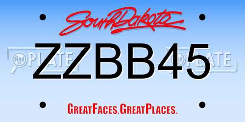 ZZBB45 South Dakota License Plate