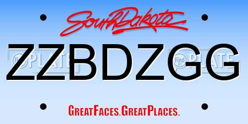 ZZBDZGG South Dakota License Plate