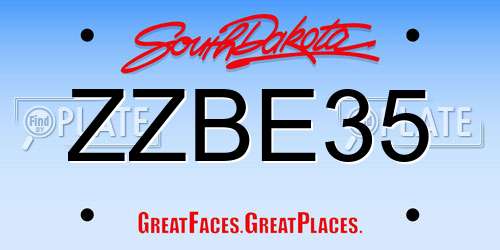 ZZBE35 South Dakota License Plate