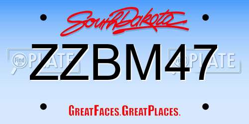 ZZBM47 South Dakota License Plate