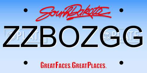 ZZBOZGG South Dakota License Plate