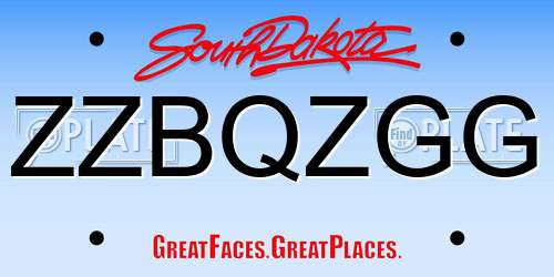 ZZBQZGG South Dakota License Plate