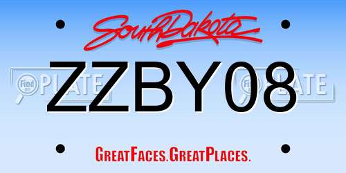 ZZBY08 South Dakota License Plate