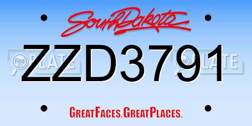 ZZD3791 South Dakota License Plate