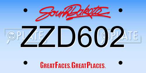 ZZD602 South Dakota License Plate