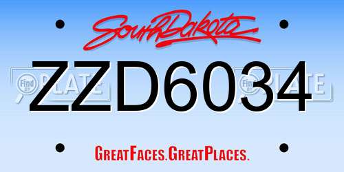 ZZD6034 South Dakota License Plate