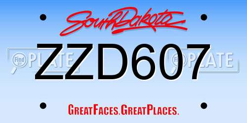 ZZD607 South Dakota License Plate