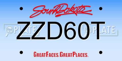 ZZD60T South Dakota License Plate
