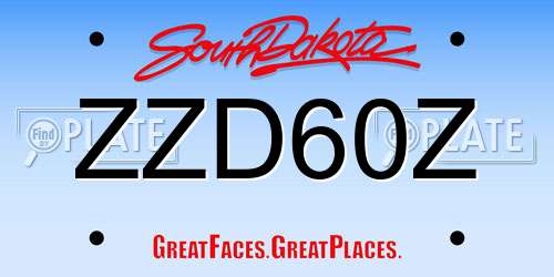 ZZD60Z South Dakota License Plate