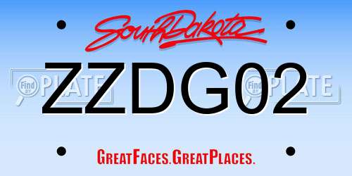 ZZDG02 South Dakota License Plate