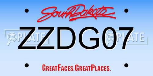ZZDG07 South Dakota License Plate