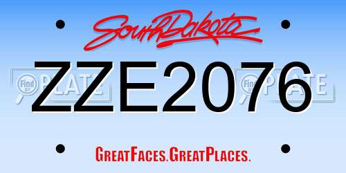ZZE2076 South Dakota License Plate