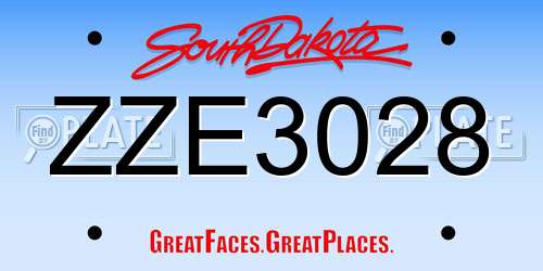 ZZE3028 South Dakota License Plate