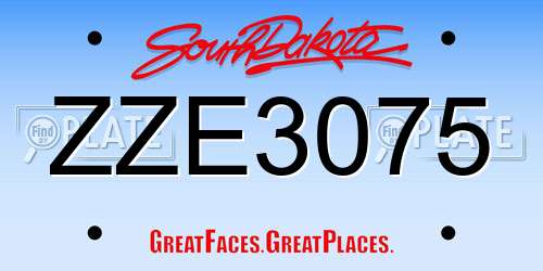 ZZE3075 South Dakota License Plate