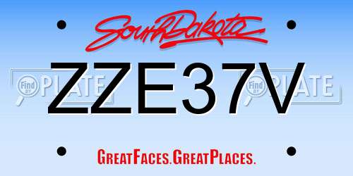 ZZE37V South Dakota License Plate