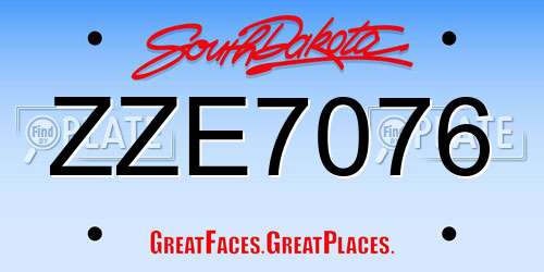 ZZE7076 South Dakota License Plate