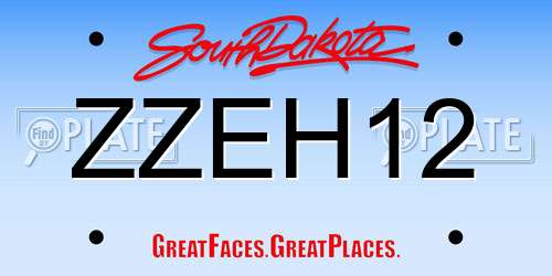 ZZEH12 South Dakota License Plate