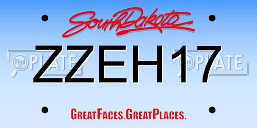 ZZEH17 South Dakota License Plate