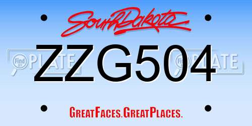 ZZG504 South Dakota License Plate