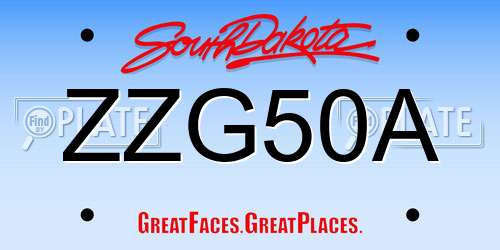 ZZG50A South Dakota License Plate