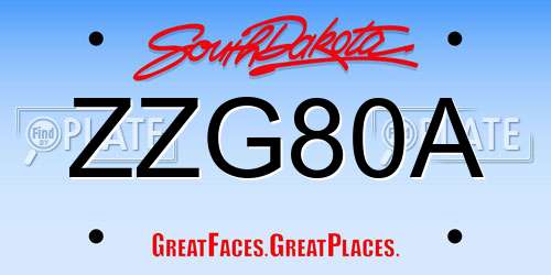 ZZG80A South Dakota License Plate