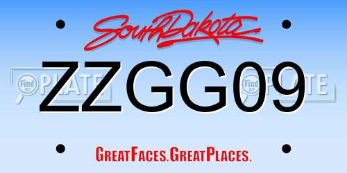 ZZGG09 South Dakota License Plate