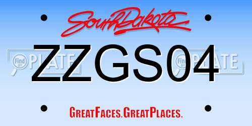ZZGS04 South Dakota License Plate