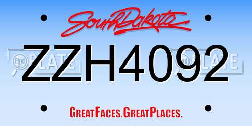 ZZH4092 South Dakota License Plate