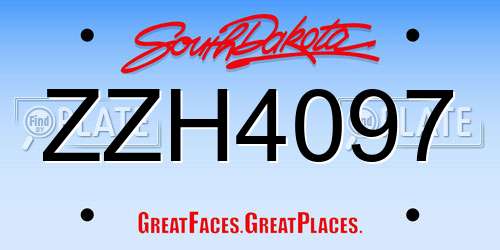 ZZH4097 South Dakota License Plate