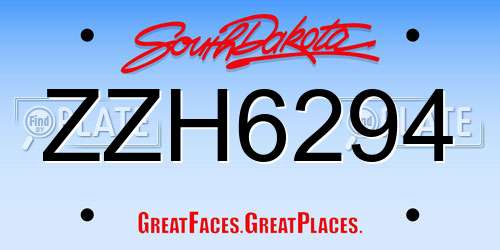 ZZH6294 South Dakota License Plate