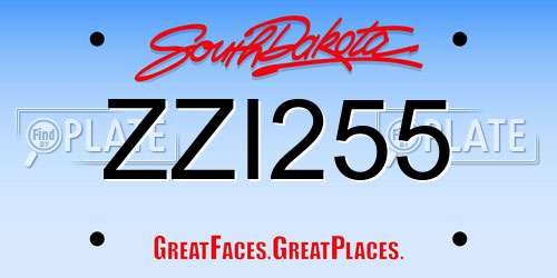 ZZI255 South Dakota License Plate