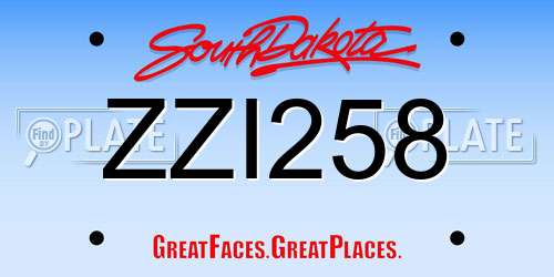 ZZI258 South Dakota License Plate
