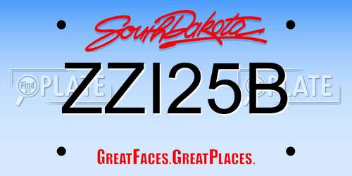 ZZI25B South Dakota License Plate