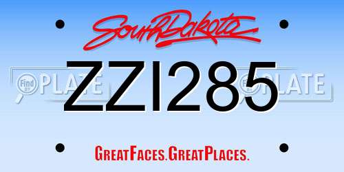 ZZI285 South Dakota License Plate