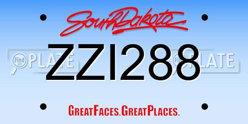 ZZI288 South Dakota License Plate