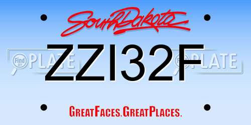 ZZI32F South Dakota License Plate