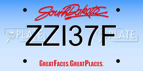 ZZI37F South Dakota License Plate