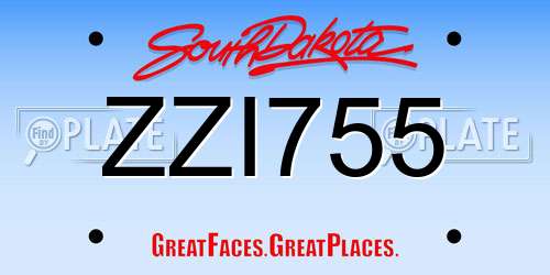 ZZI755 South Dakota License Plate