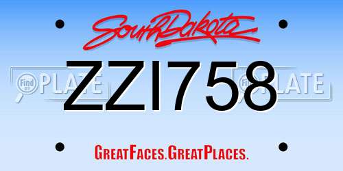 ZZI758 South Dakota License Plate