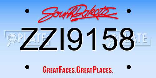 ZZI9158 South Dakota License Plate