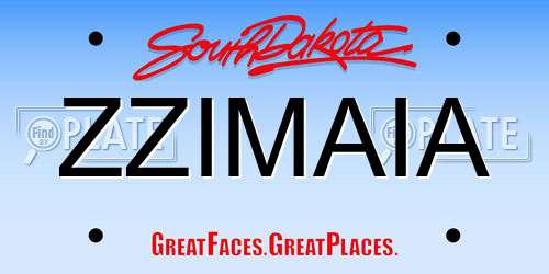 ZZIMAIA South Dakota License Plate