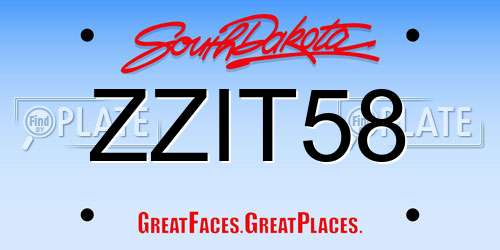 ZZIT58 South Dakota License Plate