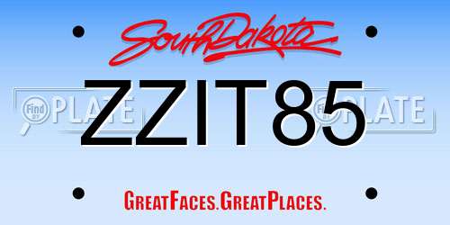 ZZIT85 South Dakota License Plate