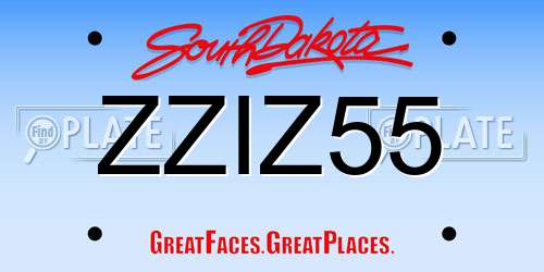ZZIZ55 South Dakota License Plate